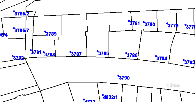 Parcela st. 3786 v KÚ Kladno, Katastrální mapa