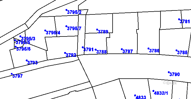 Parcela st. 3788 v KÚ Kladno, Katastrální mapa