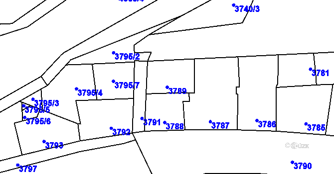 Parcela st. 3789 v KÚ Kladno, Katastrální mapa
