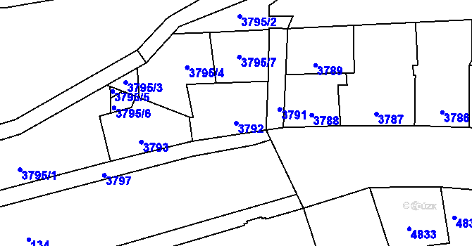 Parcela st. 3792 v KÚ Kladno, Katastrální mapa