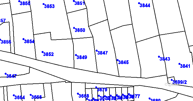 Parcela st. 3847 v KÚ Kladno, Katastrální mapa