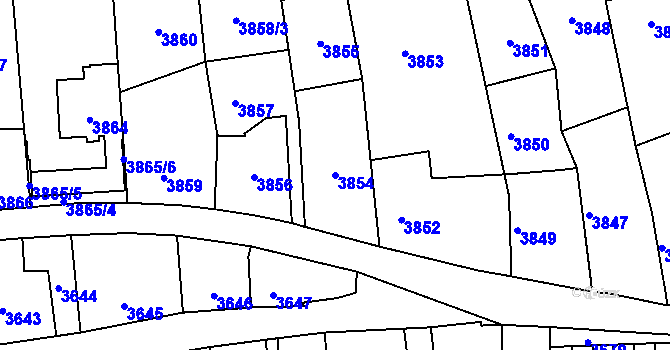 Parcela st. 3854 v KÚ Kladno, Katastrální mapa