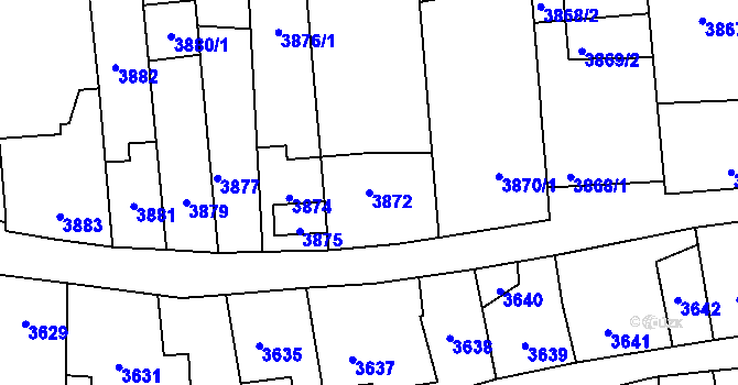 Parcela st. 3872 v KÚ Kladno, Katastrální mapa