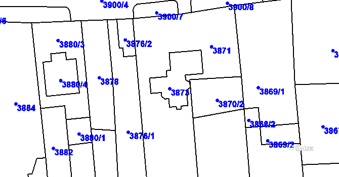 Parcela st. 3873 v KÚ Kladno, Katastrální mapa