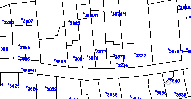 Parcela st. 3877 v KÚ Kladno, Katastrální mapa