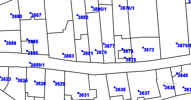 Parcela st. 3879 v KÚ Kladno, Katastrální mapa