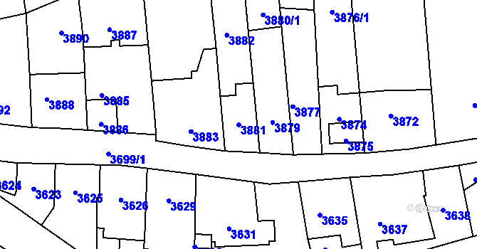 Parcela st. 3881 v KÚ Kladno, Katastrální mapa