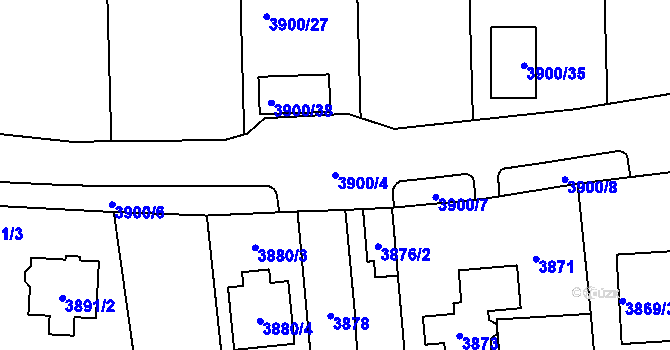 Parcela st. 3900/4 v KÚ Kladno, Katastrální mapa