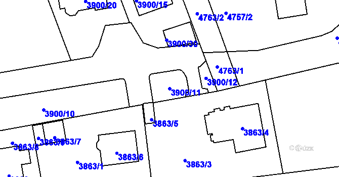 Parcela st. 3900/11 v KÚ Kladno, Katastrální mapa