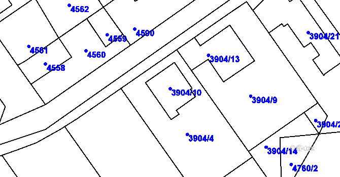 Parcela st. 3904/10 v KÚ Kladno, Katastrální mapa