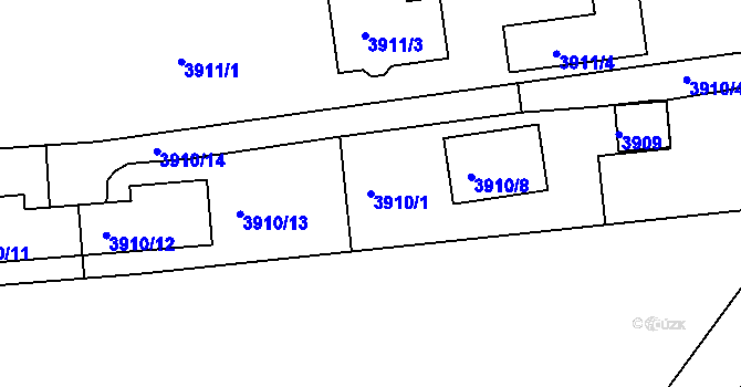 Parcela st. 3910/1 v KÚ Kladno, Katastrální mapa