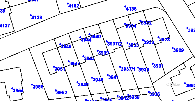 Parcela st. 3939 v KÚ Kladno, Katastrální mapa