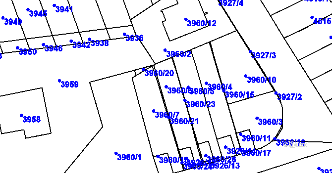 Parcela st. 3960/6 v KÚ Kladno, Katastrální mapa