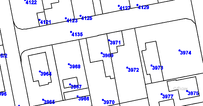 Parcela st. 3969 v KÚ Kladno, Katastrální mapa