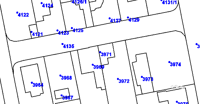 Parcela st. 3971 v KÚ Kladno, Katastrální mapa