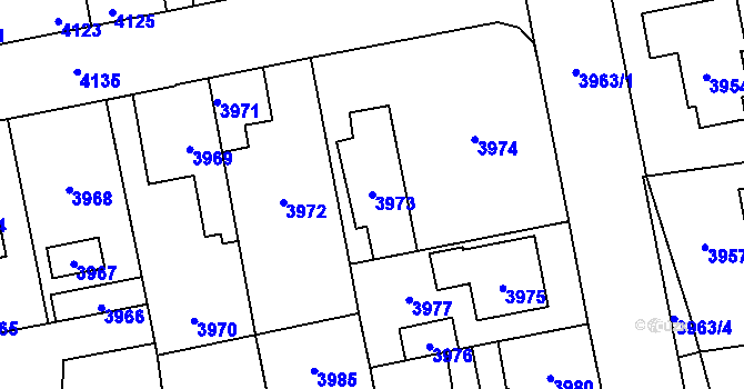 Parcela st. 3973 v KÚ Kladno, Katastrální mapa