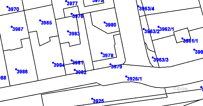 Parcela st. 3978 v KÚ Kladno, Katastrální mapa
