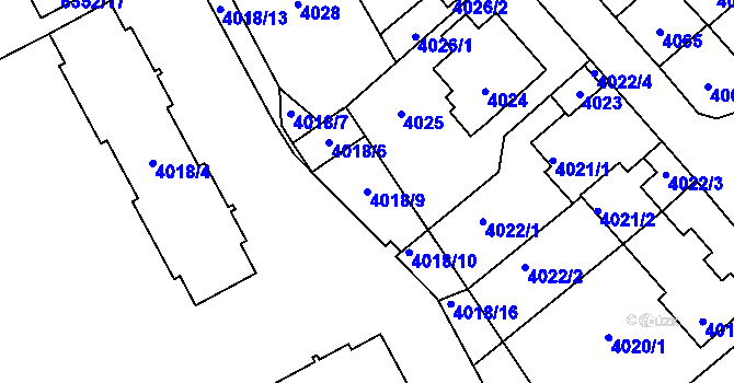 Parcela st. 4018/9 v KÚ Kladno, Katastrální mapa