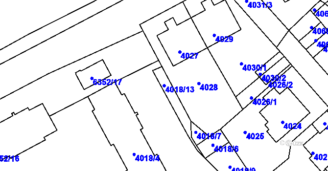 Parcela st. 4018/13 v KÚ Kladno, Katastrální mapa