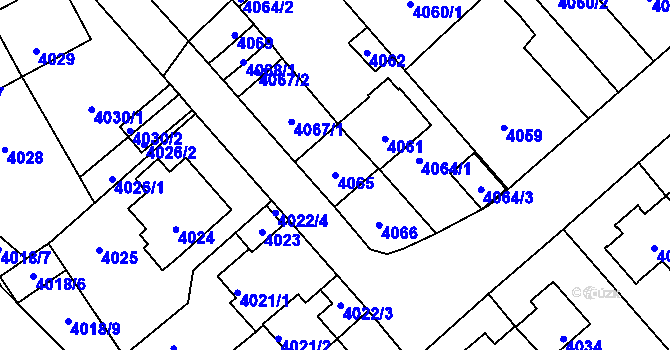 Parcela st. 4065 v KÚ Kladno, Katastrální mapa