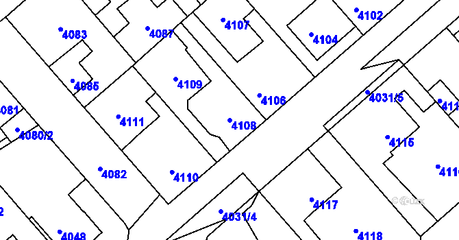 Parcela st. 4108 v KÚ Kladno, Katastrální mapa