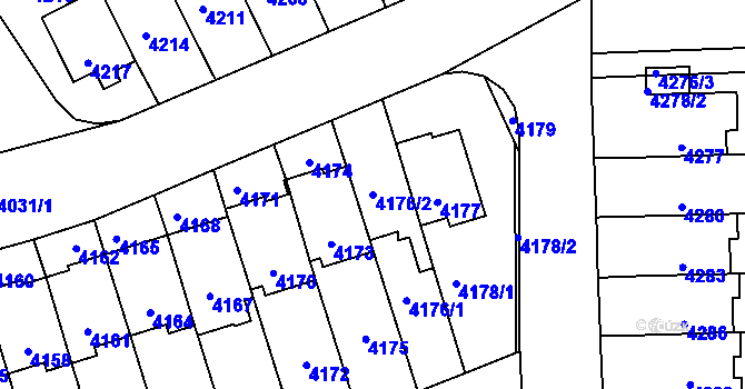 Parcela st. 4176/2 v KÚ Kladno, Katastrální mapa