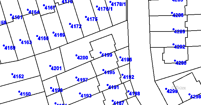 Parcela st. 4199 v KÚ Kladno, Katastrální mapa