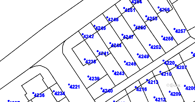 Parcela st. 4241 v KÚ Kladno, Katastrální mapa