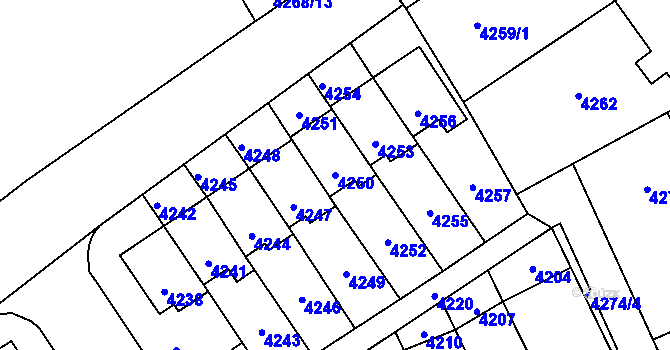 Parcela st. 4250 v KÚ Kladno, Katastrální mapa