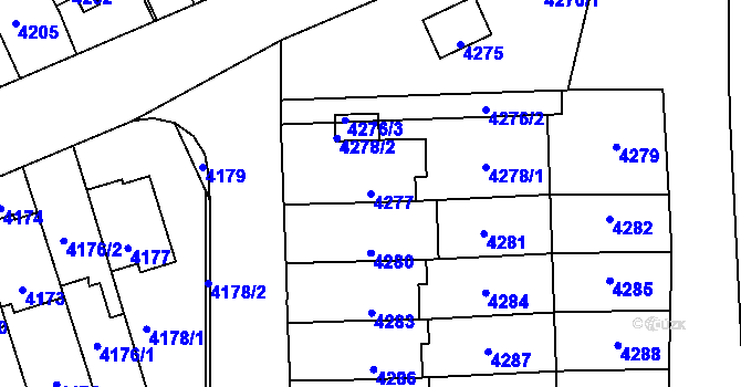 Parcela st. 4277 v KÚ Kladno, Katastrální mapa