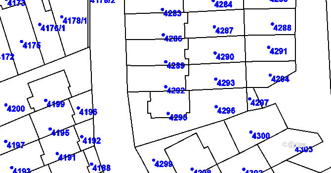 Parcela st. 4292 v KÚ Kladno, Katastrální mapa