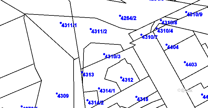 Parcela st. 4310/3 v KÚ Kladno, Katastrální mapa