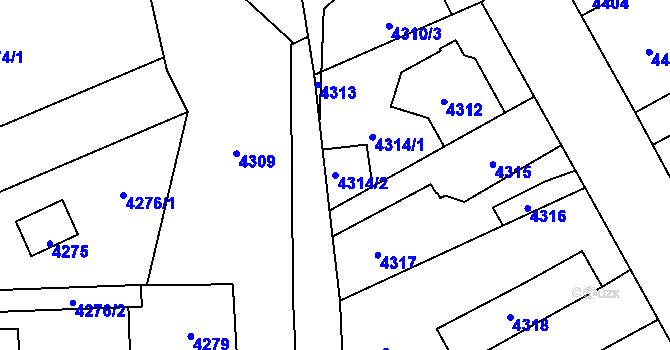 Parcela st. 4314/2 v KÚ Kladno, Katastrální mapa