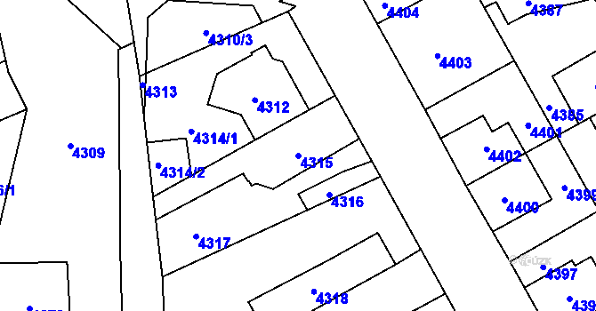 Parcela st. 4315 v KÚ Kladno, Katastrální mapa