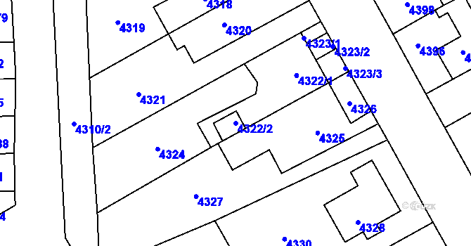 Parcela st. 4322/2 v KÚ Kladno, Katastrální mapa