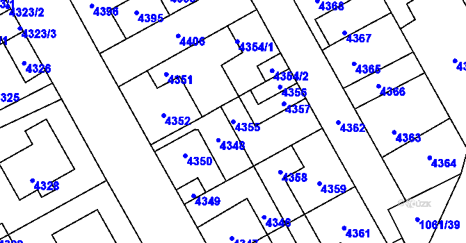 Parcela st. 4355 v KÚ Kladno, Katastrální mapa
