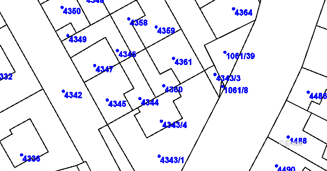 Parcela st. 4360 v KÚ Kladno, Katastrální mapa