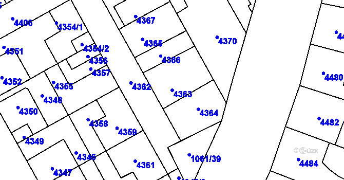 Parcela st. 4363 v KÚ Kladno, Katastrální mapa