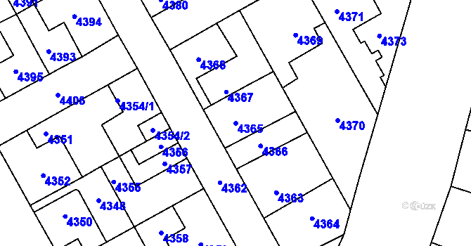 Parcela st. 4365 v KÚ Kladno, Katastrální mapa