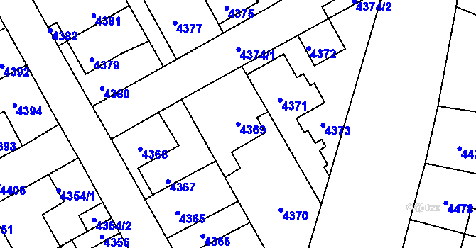Parcela st. 4369 v KÚ Kladno, Katastrální mapa