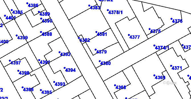 Parcela st. 4379 v KÚ Kladno, Katastrální mapa