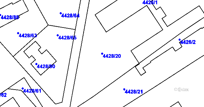 Parcela st. 4428/20 v KÚ Kladno, Katastrální mapa