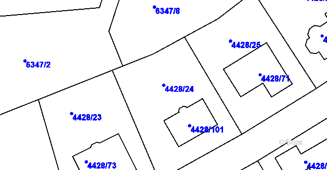 Parcela st. 4428/24 v KÚ Kladno, Katastrální mapa