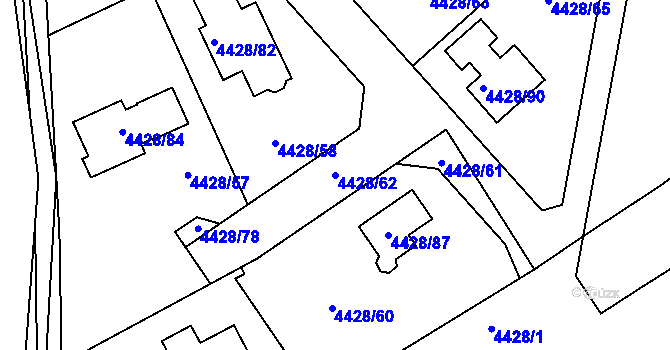 Parcela st. 4428/62 v KÚ Kladno, Katastrální mapa