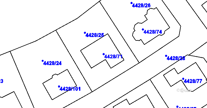 Parcela st. 4428/71 v KÚ Kladno, Katastrální mapa