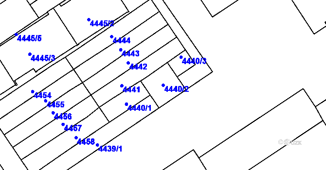 Parcela st. 4440/2 v KÚ Kladno, Katastrální mapa