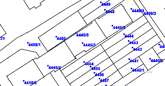 Parcela st. 4445/3 v KÚ Kladno, Katastrální mapa