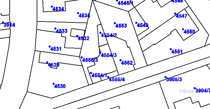 Parcela st. 4554 v KÚ Kladno, Katastrální mapa