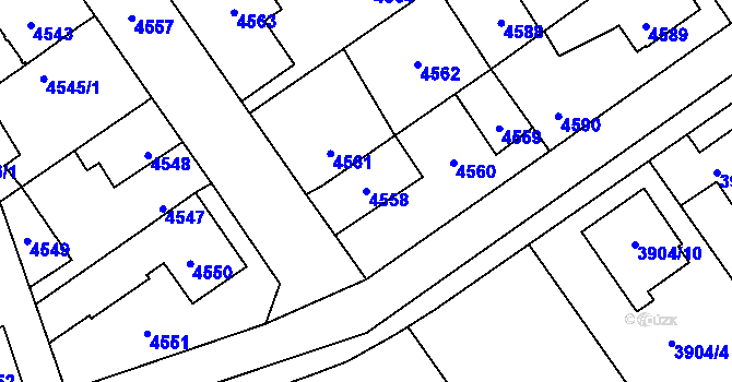 Parcela st. 4558 v KÚ Kladno, Katastrální mapa