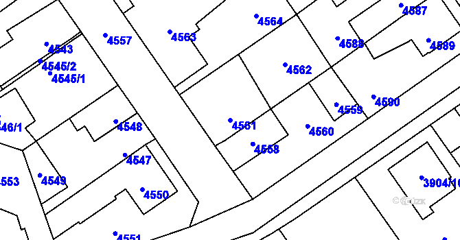 Parcela st. 4561 v KÚ Kladno, Katastrální mapa